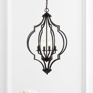 Selema 19" Iron Adjustable Ogee Lantern LED Pendant - JONATHAN Y