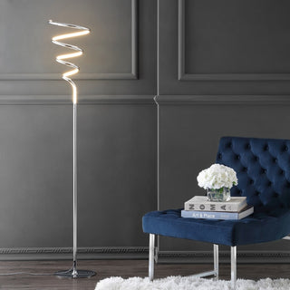Scribble 60.5" Modern Dimmable Metal Integrated LED Floor Lamp - JONATHAN Y
