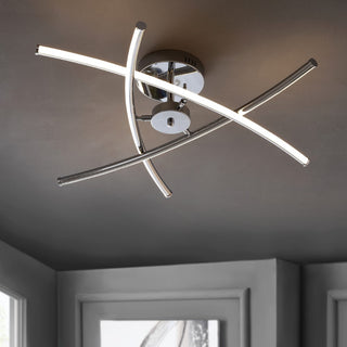 Crucis 31.5" Modern Metal Integrated LED Semi Flush Mount - JONATHAN Y