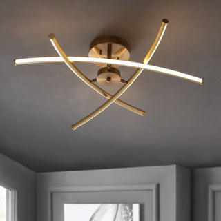 Crucis 31.5" Modern Metal Integrated LED Semi Flush Mount - JONATHAN Y