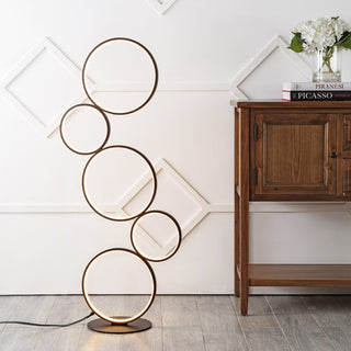 Pluto Stacked Circles 45" Contemporary Modern Iron/Aluminum Integrated LED Floor Lamp - JONATHAN Y