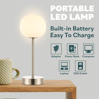 Natalia 12.25" Modern Minimalist Iron Rechargeable Integrated LED Table Lamp - JONATHAN Y