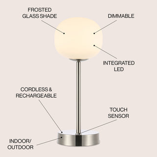 Natalia 12.25" Modern Minimalist Iron Rechargeable Integrated LED Table Lamp