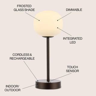Natalia 12.25" Modern Minimalist Iron Rechargeable Integrated LED Table Lamp