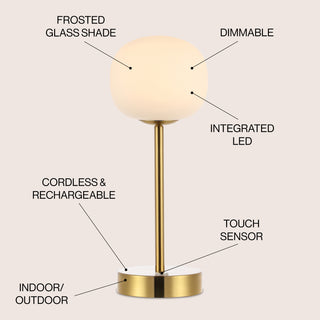 Natalia 12.25" Modern Minimalist Iron Rechargeable Integrated LED Table Lamp