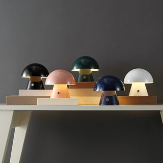 Porcini 7" Contemporary Bohemian Rechargeable/Cordless Iron Integrated LED Mushroom Table Lamp - JONATHAN Y