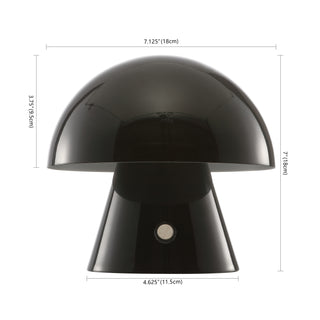 Porcini 7" Contemporary Bohemian Rechargeable/Cordless Iron Integrated LED Mushroom Table Lamp - JONATHAN Y