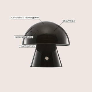 Porcini 7" Contemporary Bohemian Rechargeable/Cordless Iron Integrated LED Mushroom Table Lamp - JONATHAN Y