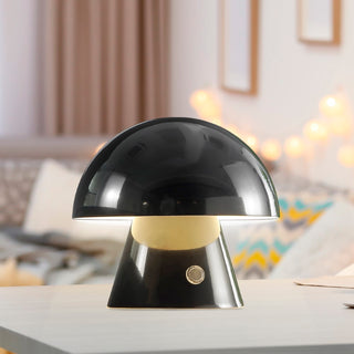 Porcini 7" Contemporary Bohemian Rechargeable/Cordless Iron Integrated LED Mushroom Table Lamp - JONATHAN Y