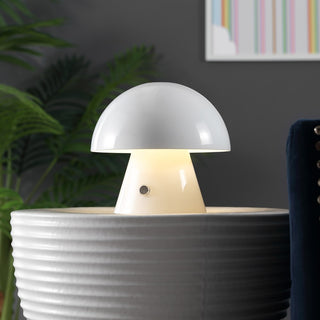 Porcini 7" Contemporary Bohemian Rechargeable/Cordless Iron Integrated LED Mushroom Table Lamp - JONATHAN Y