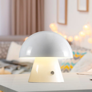 Porcini 7" Contemporary Bohemian Rechargeable/Cordless Iron Integrated LED Mushroom Table Lamp - JONATHAN Y