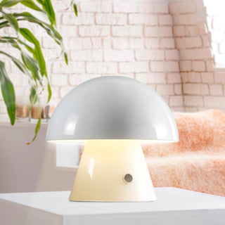 Porcini 7" Contemporary Bohemian Rechargeable/Cordless Iron Integrated LED Mushroom Table Lamp - JONATHAN Y