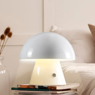 Porcini 7" Contemporary Bohemian Rechargeable/Cordless Iron Integrated LED Mushroom Table Lamp - JONATHAN Y