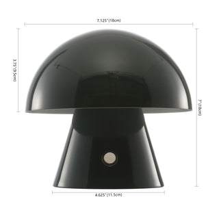 Porcini 7" Contemporary Bohemian Rechargeable/Cordless Iron Integrated LED Mushroom Table Lamp