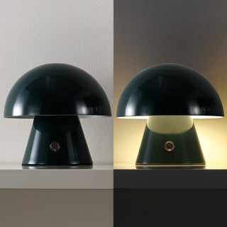 Porcini 7" Contemporary Bohemian Rechargeable/Cordless Iron Integrated LED Mushroom Table Lamp