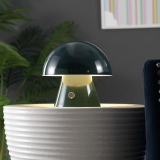 Porcini 7" Contemporary Bohemian Rechargeable/Cordless Iron Integrated LED Mushroom Table Lamp - JONATHAN Y