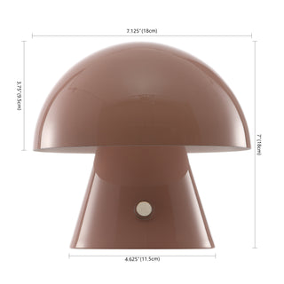 Porcini 7" Contemporary Bohemian Rechargeable/Cordless Iron Integrated LED Mushroom Table Lamp
