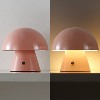 Porcini 7" Contemporary Bohemian Rechargeable/Cordless Iron Integrated LED Mushroom Table Lamp