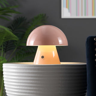 Porcini 7" Contemporary Bohemian Rechargeable/Cordless Iron Integrated LED Mushroom Table Lamp