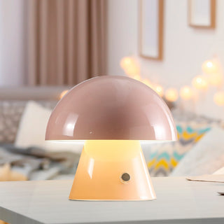 Porcini 7" Contemporary Bohemian Rechargeable/Cordless Iron Integrated LED Mushroom Table Lamp