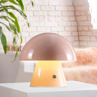 Porcini 7" Contemporary Bohemian Rechargeable/Cordless Iron Integrated LED Mushroom Table Lamp