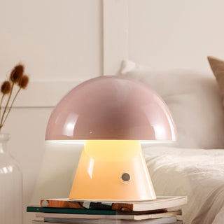 Porcini 7" Contemporary Bohemian Rechargeable/Cordless Iron Integrated LED Mushroom Table Lamp