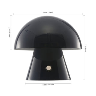 Porcini 7" Contemporary Bohemian Rechargeable/Cordless Iron Integrated LED Mushroom Table Lamp