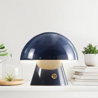 Porcini 7" Contemporary Bohemian Rechargeable/Cordless Iron Integrated LED Mushroom Table Lamp