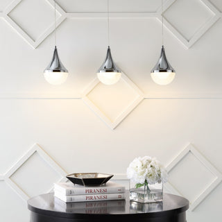 Elyse Teardrop Modern Mid-Century Iron/Acrylic Integrated Linear LED Pendant - JONATHAN Y