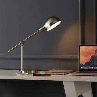Curtis 20.25" Vintage Industrial Iron Adjustable Dome Shade LED Task Lamp with USB Charging Port - JONATHAN Y