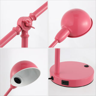 Curtis 20.25" Vintage Industrial Iron Adjustable Dome Shade LED Task Lamp with USB Charging Port - JONATHAN Y