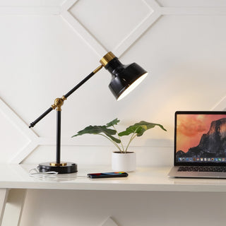 Allegra 18.5" Classic Farmhouse Adjustable Cantilever LED Task Lamp with USB Charging Port - JONATHAN Y