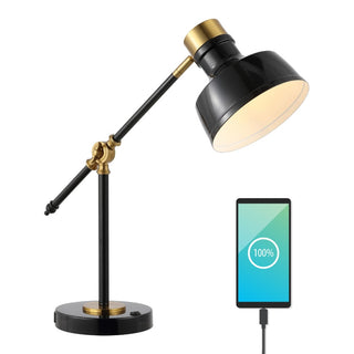 Allegra 18.5" Classic Farmhouse Adjustable Cantilever LED Task Lamp with USB Charging Port - JONATHAN Y