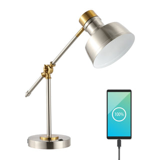 Allegra 18.5" Classic Farmhouse Adjustable Cantilever LED Task Lamp with USB Charging Port - JONATHAN Y
