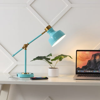 Allegra 18.5" Classic Farmhouse Adjustable Cantilever LED Task Lamp with USB Charging Port - JONATHAN Y