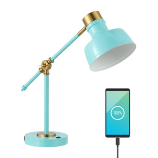 Allegra 18.5" Classic Farmhouse Adjustable Cantilever LED Task Lamp with USB Charging Port - JONATHAN Y