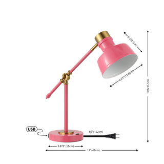 Allegra 18.5" Classic Farmhouse Adjustable Cantilever LED Task Lamp with USB Charging Port - JONATHAN Y
