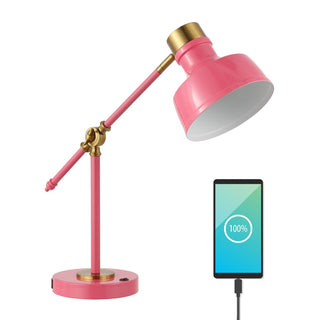 Allegra 18.5" Classic Farmhouse Adjustable Cantilever LED Task Lamp with USB Charging Port - JONATHAN Y