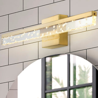Mario Modern Contemporary 360-Degree Rotatable Iron/Seeded Acrylic Integrated LED Vanity Light - JONATHAN Y