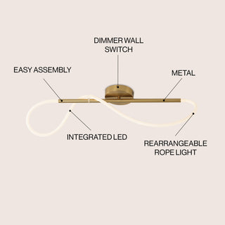 Alessio Contemporary Minimalist 360 Adjustable Silicone Neon Rope Dimmable Linear Integrated LED Flush Mount