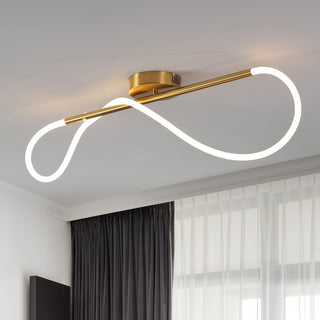 Alessio Contemporary Minimalist 360 Adjustable Silicone Neon Rope Dimmable Linear Integrated LED Flush Mount - JONATHAN Y