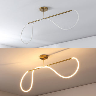 Alessio Contemporary Minimalist 360 Adjustable Silicone Neon Rope Dimmable Linear Integrated LED Flush Mount