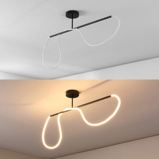 Alessio Contemporary Minimalist 360 Adjustable Silicone Neon Rope Dimmable Linear Integrated LED Flush Mount