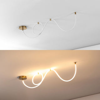 Serafina Contemporary Minimalist 360 Adjustable Silicone Neon Rope Dimmable Linear Integrated LED Flush Mount - JONATHAN Y