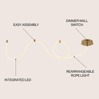 Serafina Contemporary Minimalist 360 Adjustable Silicone Neon Rope Dimmable Linear Integrated LED Flush Mount - JONATHAN Y