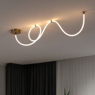 Serafina Contemporary Minimalist 360 Adjustable Silicone Neon Rope Dimmable Linear Integrated LED Flush Mount - JONATHAN Y