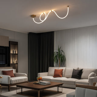 Serafina Contemporary Minimalist 360 Adjustable Silicone Neon Rope Dimmable Linear Integrated LED Flush Mount - JONATHAN Y