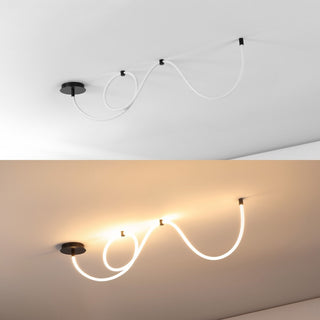 Serafina Contemporary Minimalist 360 Adjustable Silicone Neon Rope Dimmable Linear Integrated LED Flush Mount - JONATHAN Y