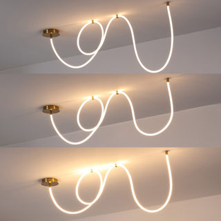 Serafina Contemporary Minimalist 360 Adjustable Silicone Neon Rope Dimmable Linear Integrated LED Flush Mount - JONATHAN Y