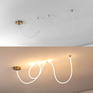 Serafina Contemporary Minimalist 360 Adjustable Silicone Neon Rope Dimmable Linear Integrated LED Flush Mount - JONATHAN Y